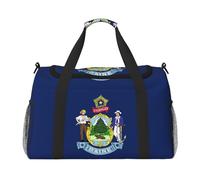Sac de nuit imprimé drapeau du Maine State Sac de week-end Sac à main d'entraînement Sac de yoga Sac de sport Sac de sport Sac de sport Sac pour articles personnels pour Audlts, Noir , Taille unique