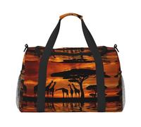 Sac de nuit imprimé girafe africaine majestueux sac de nuit sac de week-end sac à main d'entraînement sac de yoga sac de sport sac de sport sac pour articles personnels pour audlts, Noir , Taille