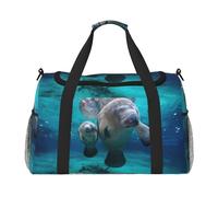 Sac de nuit imprimé lamantins des Antilles - Sac de week-end - Sac à main d'entraînement - Sac de yoga - Sac de sport pour articles personnels, Noir , Taille unique
