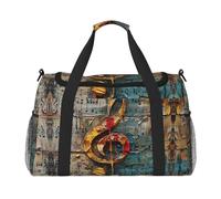 Sac de nuit imprimé notes de musique sac de week-end sac à main d'entraînement sac de yoga sac de sport sac de sport sac de sport sac de sport sac pour articles personnels pour audlts, Noir , Taille