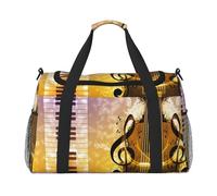 Sac de nuit imprimé piano violon notes de musique sac de week-end sac à main d'entraînement sac de yoga sac de sport sac de sport sac pour articles personnels pour audlts, Noir , Taille unique