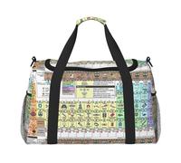 Sac de nuit imprimé tableau périodique des éléments, sac de week-end, sac de sport, sac de sport, sac de sport, sac de sport, sac pour articles personnels pour audlts, Noir , Taille unique