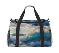 Sac de nuit imprimé vague de mer océan pour homme et femme Sac à bandoulière pour voyage essentiel, noir, One Size