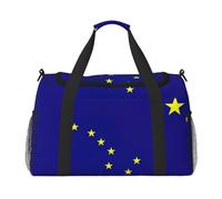 Sac de nuit pour homme et femme avec imprimé drapeau de l'État de l'Alaska, noir, One Size