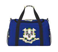 Sac de nuit pour homme et femme avec imprimé drapeau de l'État du Connecticut - Sac à bandoulière pour voyage essentiel, noir, One Size