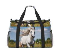 Sac de nuit pour homme et femme avec imprimé étalon blanc, noir, One Size
