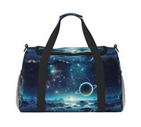 Sac de nuit pour homme et femme avec imprimé étoiles spatiales, noir, One Size
