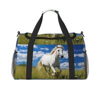 Sac de nuit pour homme et femme avec imprimé Stallion2 blanc, noir, One Size