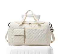 Sac de nuit pour homme, sac de sport avec compartiment à chaussures - Sac de nuit avec bandoulière étendue, séparation humide et sèche de grande capacité - Duffels avec poche pour l'extérieur, beige