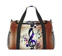Sac de nuit violet imprimé notes de musique sac de week-end sac à main d'entraînement sac de yoga sac de sport sac de sport sac de sport sac pour articles personnels pour audlts, Noir , Taille unique