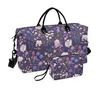 Sac de nuit violet Mystérieux Fleur Décoratif Weekender Sac de Nuit Sport Sac de Formation avec Sangle Réglable pour Voyage d'affaires Imperméable Bolsas para viajar en Avion de Mujer