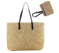 Sac de Paille Fashion Summer Sacs Sacs pour Femmes Pourse d'épaule tissé de capacité avec à Main à Fermeture éclair pour Vocation la Piscine