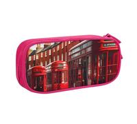 Sac de papeterie léger avec imprimé rue de Londres rouge pour l'école, le bureau, les voyages, garçons et filles, rose, Taille unique, Ensemble cartable