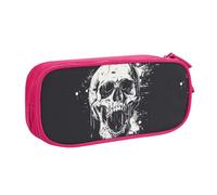 Sac de papeterie léger avec imprimé tête de mort fantôme horreur pour l'école, le bureau, les voyages, garçons, filles, adultes, rose, Taille unique, Ensemble cartable