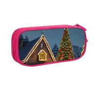 Sac de papeterie léger avec imprimé village de Noël, carnaval, école, bureau, voyage, garçons, filles, adultes, rose, Taille unique, Ensemble cartable