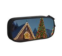 Sac de papeterie léger avec imprimé village de Noël, carnaval, école, bureau, voyage, garçons, filles, adultes, Noir , Taille unique, Ensemble cartable