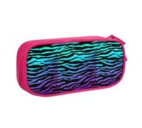 Sac de papeterie léger avec imprimé zèbre et rayures violettes, bleu, vert, pour l'école, le bureau, les voyages, garçons et filles, rose, Taille unique, Ensemble cartable