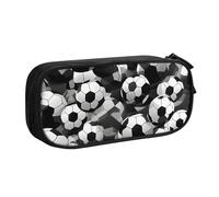 Sac de papeterie léger avec motif ballon de football noir et blanc pour l'école, le bureau, les voyages, garçons et filles, Noir , Taille unique, Ensemble cartable