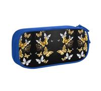 Sac de papeterie léger doré et blanc avec imprimé papillons noirs pour l'école, le bureau, les voyages, garçons et filles, bleu, Taille unique, Ensemble cartable