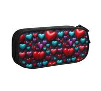 Sac de papeterie romantique avec imprimé cœur rouge léger pour l'école, le bureau, les voyages, garçons et filles, Noir , Taille unique, Ensemble cartable