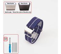 Sac De Parachute Pour Troupes Françaises Des Années 60,Bracelet De Montre Élastique 18 20Mm 22Mm,Bracelets De Montre En Nylon,Bracelet Universel En Tissu Balistique Pour Hommes.Blue White.Black Buckl