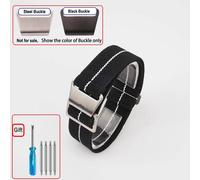 Sac De Parachute Pour Troupes Françaises Des Années 60,Bracelet De Montre Élastique 18 20Mm 22Mm,Bracelets De Montre En Nylon,Bracelet Universel En Tissu Balistique Pour Hommes.Black White.Black Buck