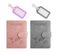 Sac De Passeport 2 Pièces Et Étiquette De Bagage 2 Pièces, Porte-Passeport Pratique, Sac À Documents, Étui De Protection De Documents Portable, Adapté Aux Voyages Quotidiens, Aux Scènes De Voyage.