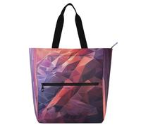 Sac de piano imperméable pour cours d'art fluide bleu doré avec poches zippées pour partitions et livres, Lowpoly géométrique orange violet, Taille unique
