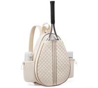 Sac de pickleball - Bandoulière légère pour raquettes et balles, en polyester, 32 x 12 x 42 cm, noir/beige (beige)