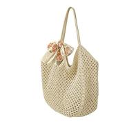 Sac de plage à crochet - Sacs à main bohème en avec détails floraux de rose, dentelle et ruban, sacs tricotés d'été pour femme | Pour le shopping, les voyages, les rendez-vous et les lunettes