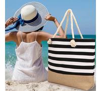 Sac de plage à rayures à double poignée pour vacances et école pour les diplômés, adolescentes, étudiantes de première, deuxième et troisième années dans les collèges, universités et écoles secondaire
