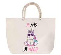 Sac de plage anse corde 74 ans de Magie Cabas Cadeau Femme Homme, Anniversaire Noël, Maman Papa | Sac Pratique Idéal Shopping Voyage