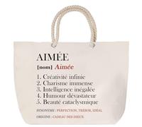 Sac de plage anse corde Aimée Définition | Cabas Cadeau Femme Fête des Mères Humour Mamie Grand Sac Transport Sport