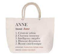 Sac de plage anse corde Anne Définition | Cabas Cadeau Femme Fête des Mères Humour Mamie Grand Sac Transport Sport