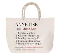Sac de plage anse corde Anne-Lise Définition | Cabas Cadeau Femme Fête des Mères Humour Mamie Grand Sac Transport Sport