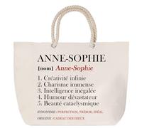 Sac de plage anse corde Anne-Sophie Définition | Cabas Cadeau Femme Fête des Mères Humour Mamie Grand Sac Transport Sport