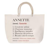 Sac de plage anse corde Annette Définition | Cabas Cadeau Femme Fête des Mères Humour Mamie Grand Sac Transport Sport