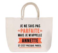 Sac de plage anse corde Annette Parfaite Cabas femme cadeau anniversaire Noël fête des mères mamie humour, Grand Sac Sport Voyage Shopping