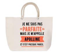 Sac de plage anse corde Apolline Parfaite Cabas femme cadeau anniversaire Noël fête des mères mamie humour, Grand Sac Sport Voyage Shopping