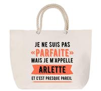 Sac de plage anse corde Arlette Parfaite Cabas femme cadeau anniversaire Noël fête des mères mamie humour, Grand Sac Sport Voyage Shopping