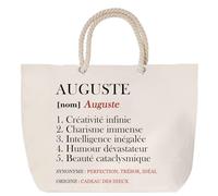 Sac de plage anse corde Auguste Définition | Cabas Cadeau Homme Fête des Pères Humour Prénom Grand Sac Transport Sport