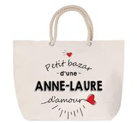 Sac de plage anse corde Bazar d'une Anne-Laure d'amour | Cabas Courses Anniversaire Femme Noël Fête des Mères Cadeau Mamies Grand Sac Transport Sport