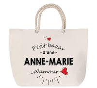 Sac de plage anse corde Bazar d'une Anne-Marie d'amour | Cabas Courses Anniversaire Femme Noël Fête des Mères Cadeau Mamies Grand Sac Transport Sport