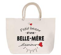 Sac de plage anse corde Bazar d'une Belle-Mère d'amour | Cabas Courses Anniversaire Femme Noël Fête des Mères Cadeau Mamies Grand Sac Transport Sport