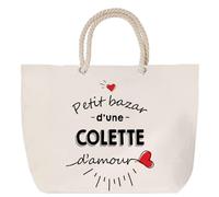 Sac de plage anse corde Bazar d'une Colette d'amour | Cabas Courses Anniversaire Femme Noël Fête des Mères Cadeau Mamies Grand Sac Transport Sport