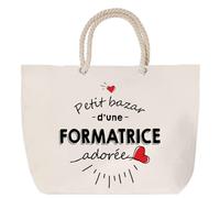 Sac de plage anse corde Bazar d'une Formatrice adorée | Cabas Courses Anniversaire Femme Noël Fête des Mères Cadeau Mamies Grand Sac Transport Sport