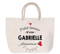Sac de plage anse corde Bazar d'une Gabrielle d'amour | Cabas Courses Anniversaire Femme Noël Fête des Mères Cadeau Mamies Grand Sac Transport Sport