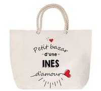Sac de plage anse corde Bazar d'une Inès d'amour | Cabas Courses Anniversaire Femme Noël Fête des Mères Cadeau Mamies Grand Sac Transport Sport