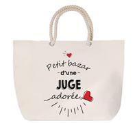 Sac de plage anse corde Bazar d'une Juge adorée | Cabas Courses Anniversaire Femme Noël Fête des Mères Cadeau Mamies Grand Sac Transport Sport