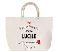 Sac de plage anse corde Bazar d'une Lucile d'amour | Cabas Courses Anniversaire Femme Noël Fête des Mères Cadeau Mamies Grand Sac Transport Sport